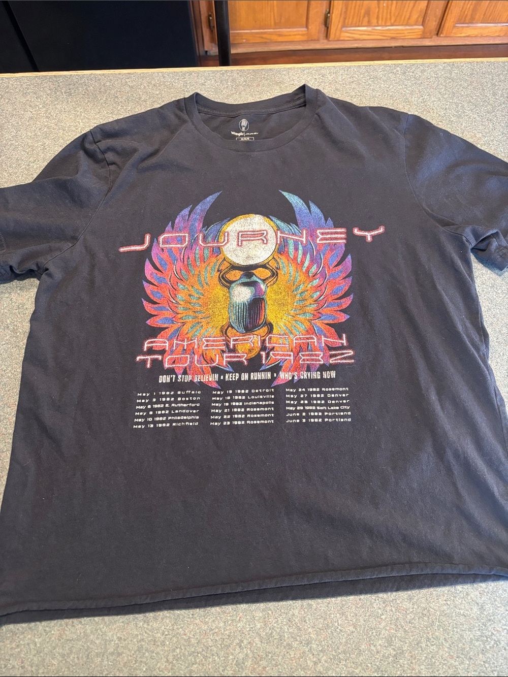 Wrangler Black Short-Sleeve Tour Graphic Tee with Multicolor Art